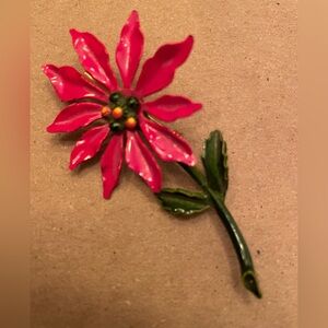 Floral Red and Green Brooch